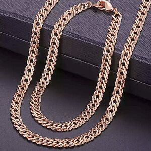 Rose Gold Chain Link Matching Necklace Bracelet Set